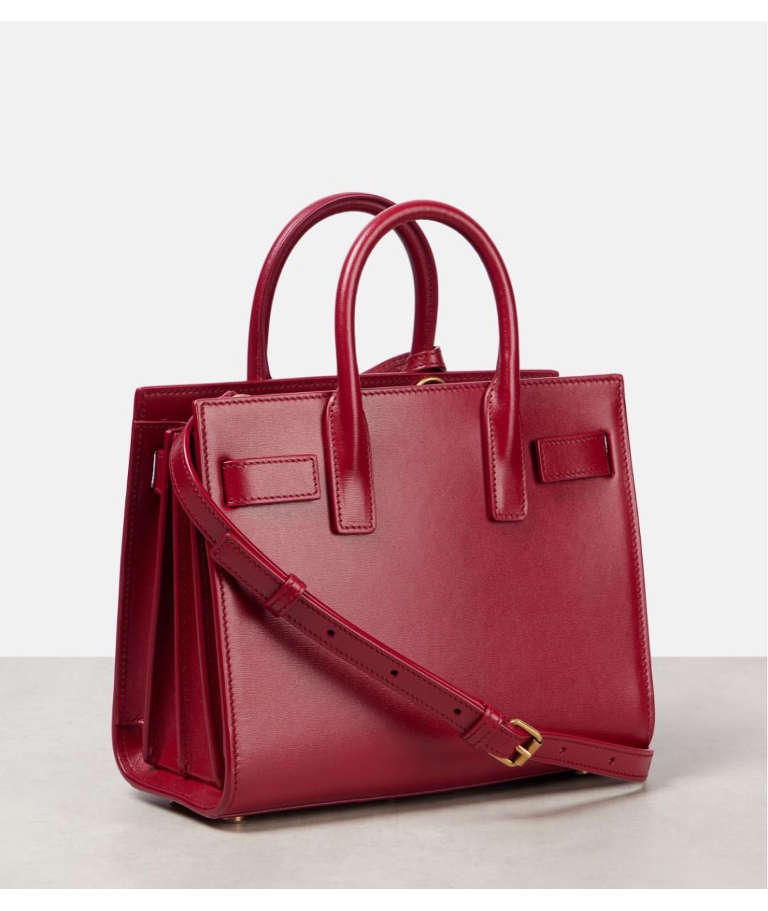 SAINT LAURENT Красная кожаная сумка с короткими ручками, фото 4