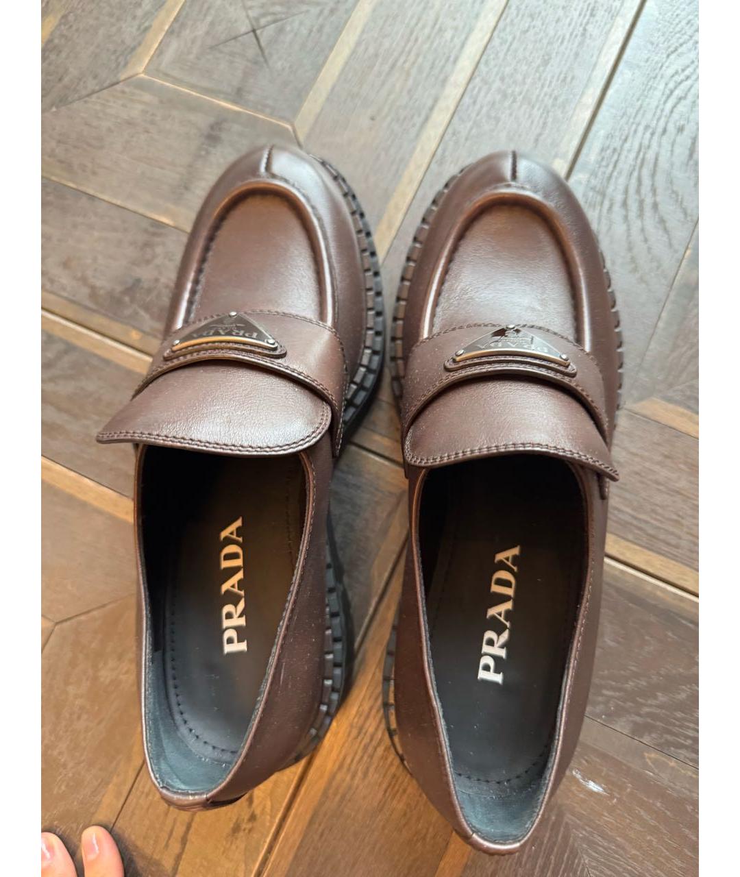 PRADA Коричневые кожаные лоферы, фото 3