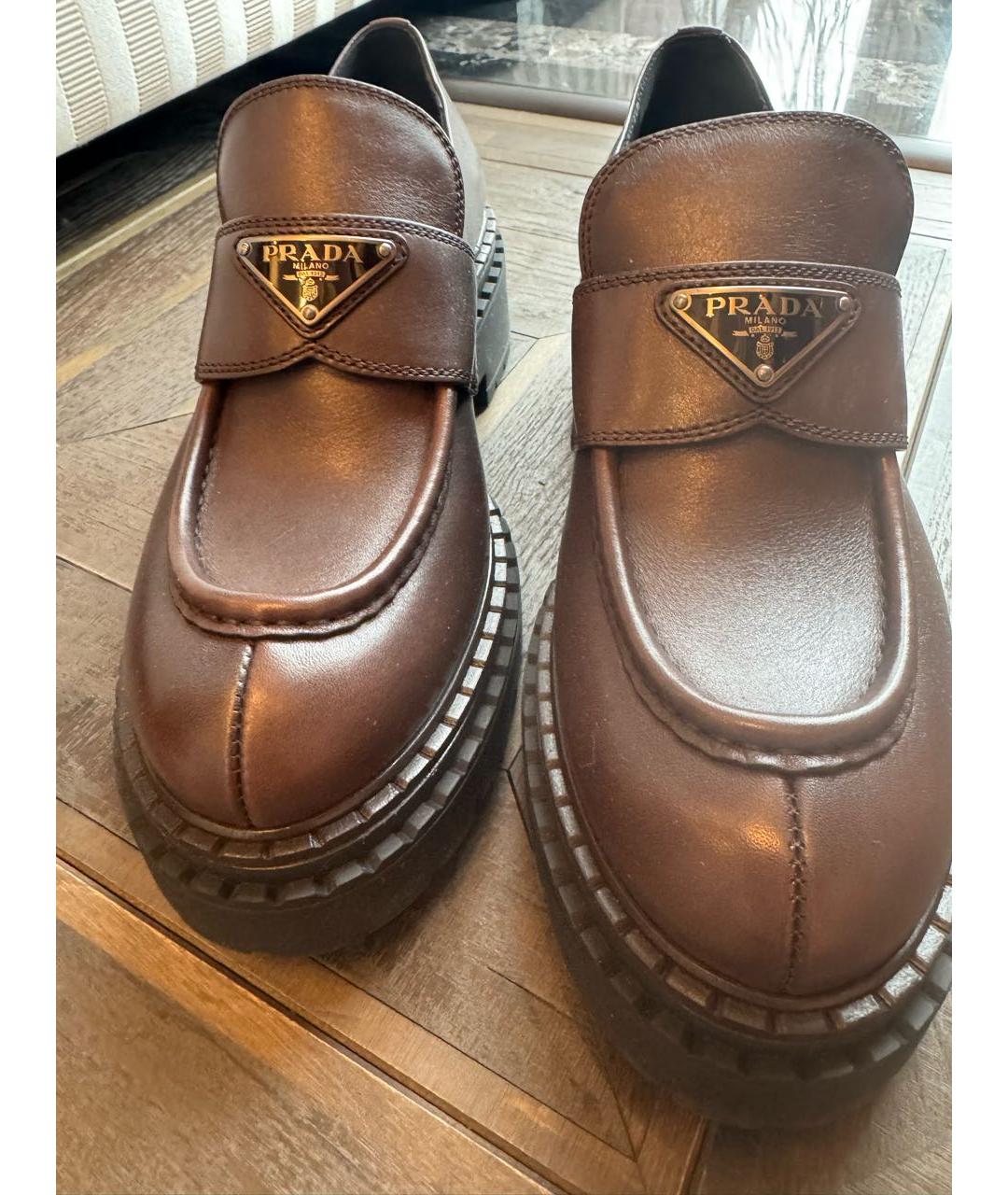 PRADA Коричневые кожаные лоферы, фото 2