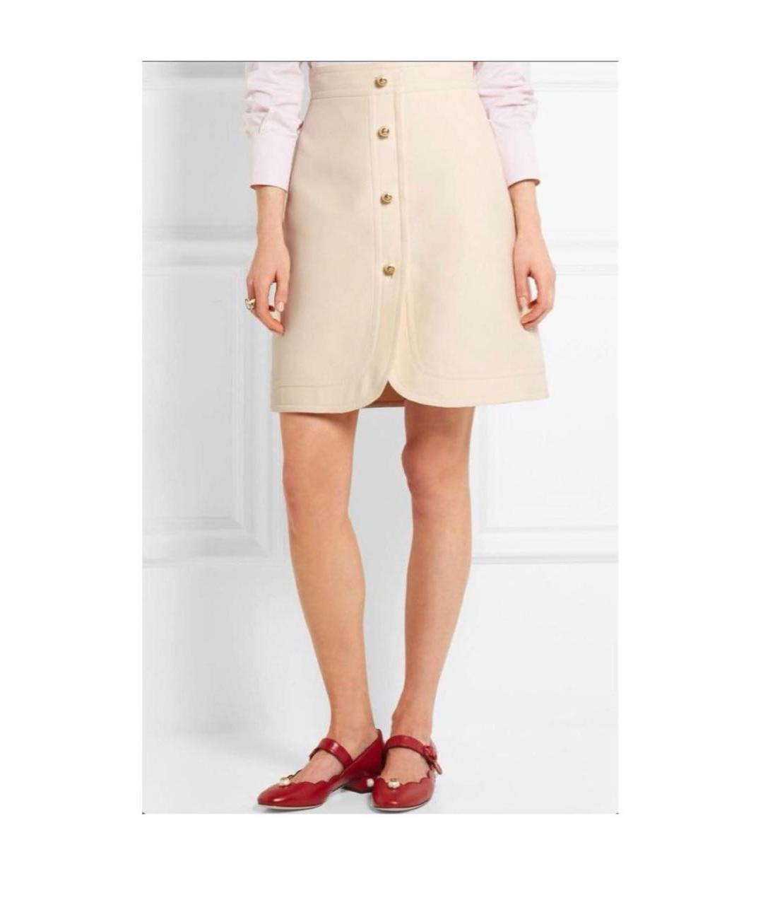 GUCCI Бежевая шелковая юбка мини, фото 2