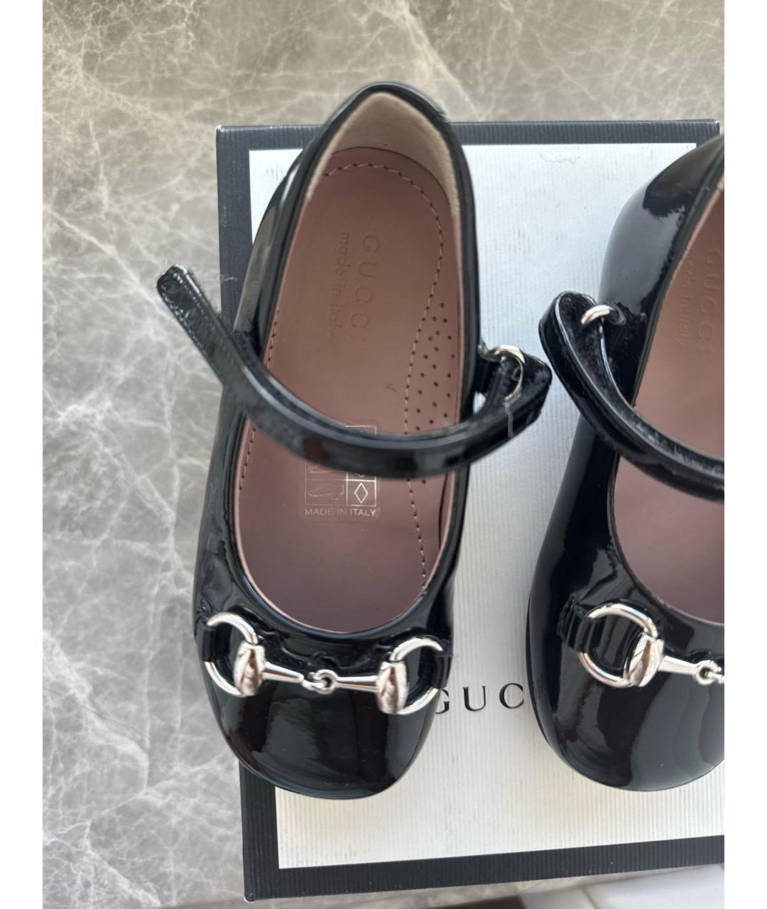 GUCCI Черные балетки и туфли из лакированной кожи, фото 5