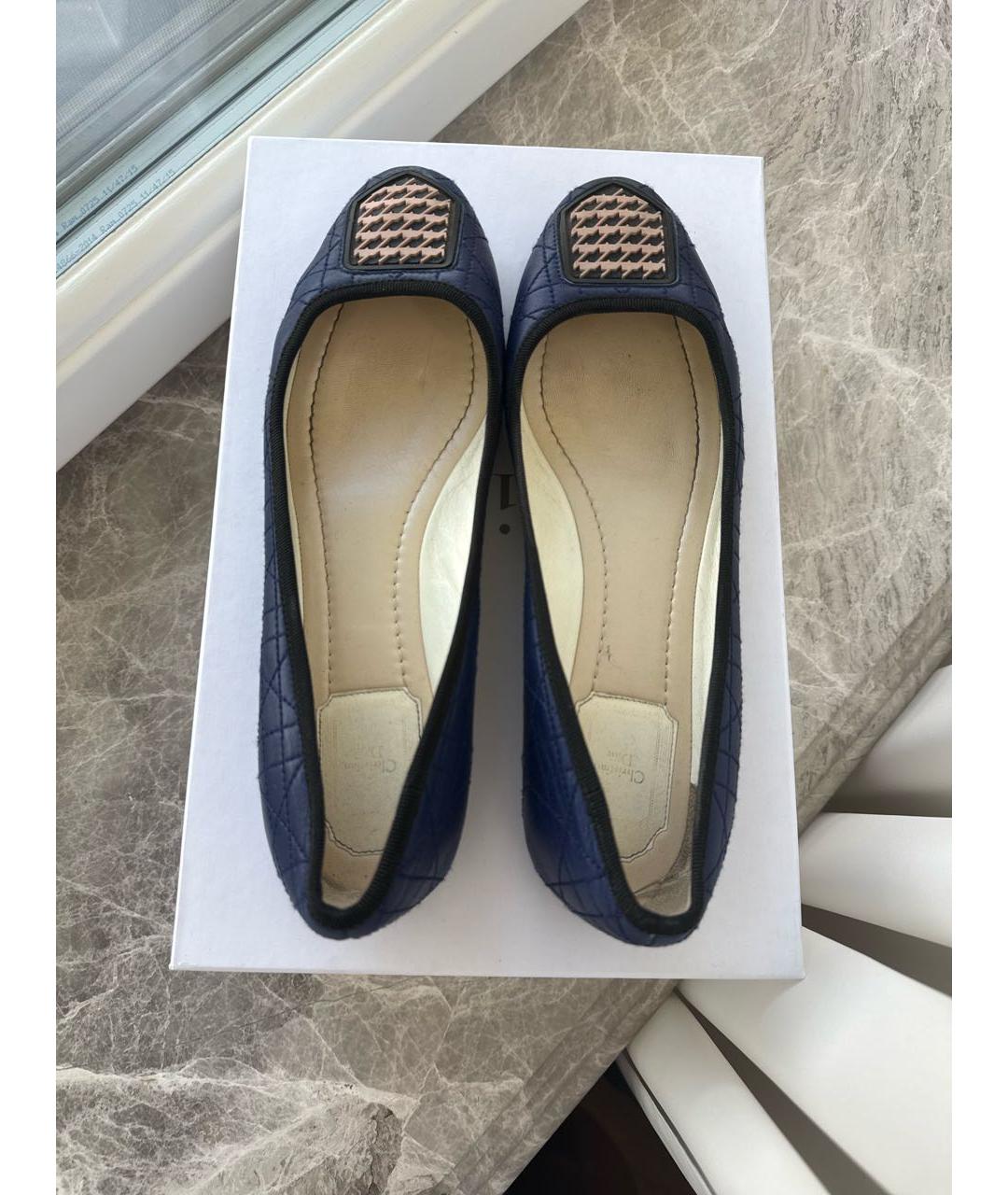 CHRISTIAN DIOR Синие кожаные балетки, фото 3