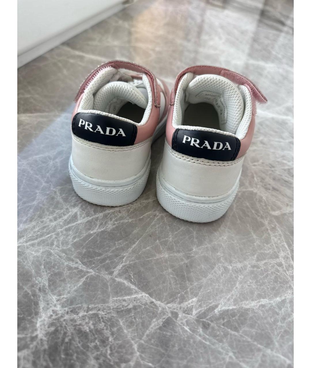 PRADA Коралловые кожаные кеды, фото 4