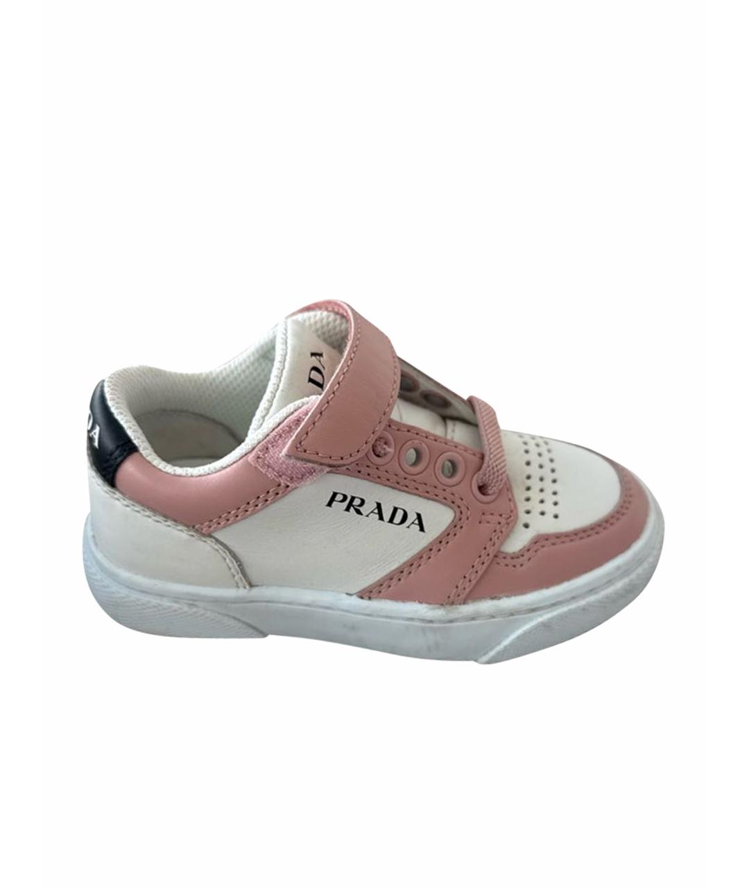 PRADA Коралловые кожаные кеды, фото 1