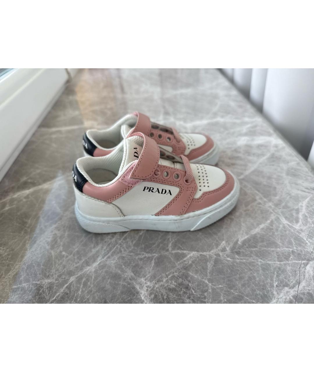 PRADA Коралловые кожаные кеды, фото 7