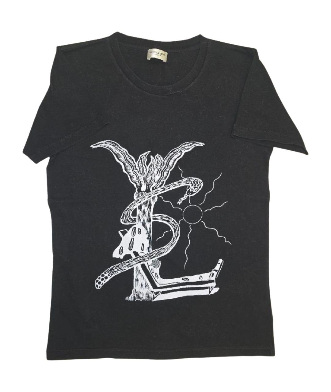 SAINT LAURENT Черная хлопковая футболка, фото 5
