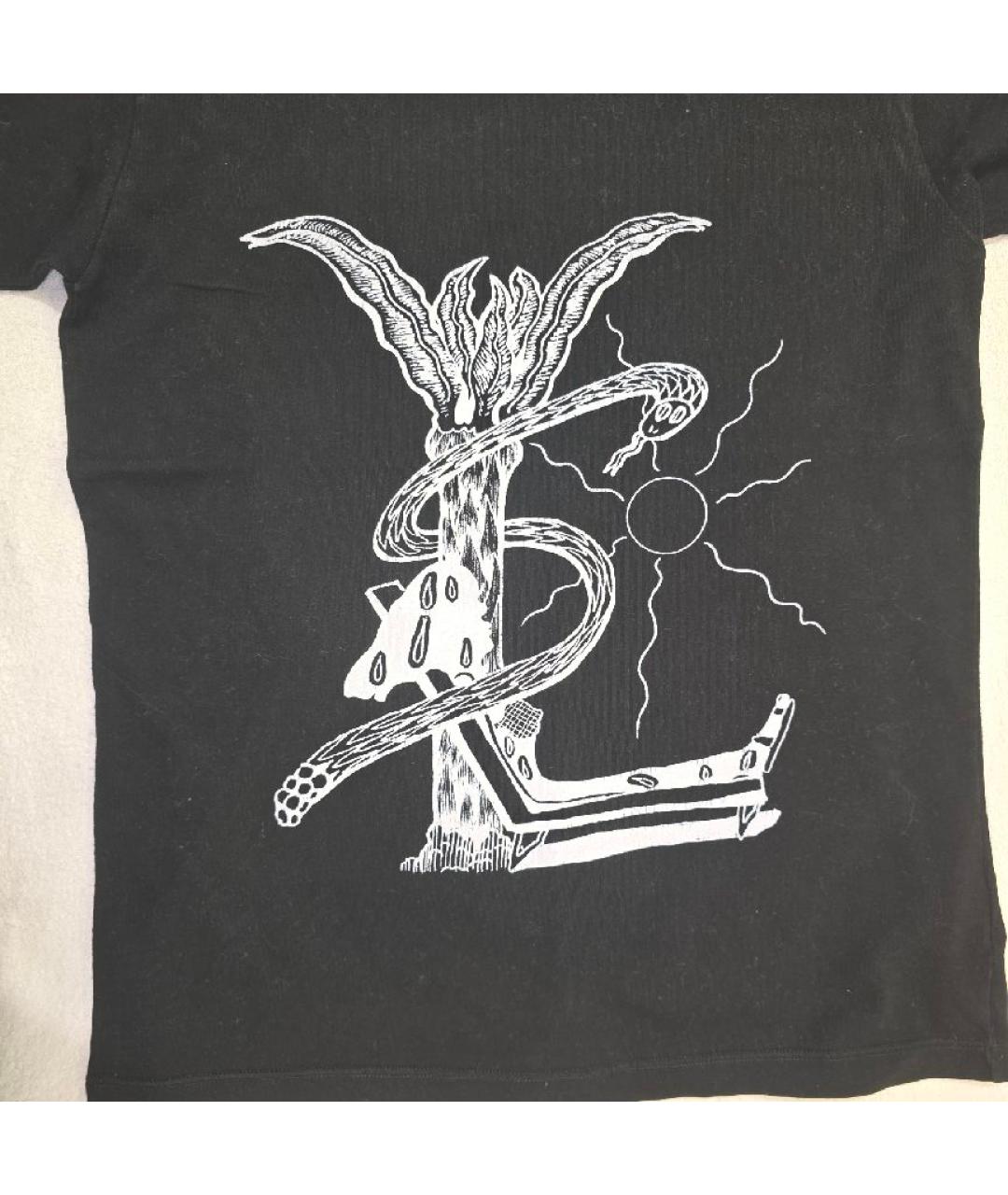 SAINT LAURENT Черная хлопковая футболка, фото 1