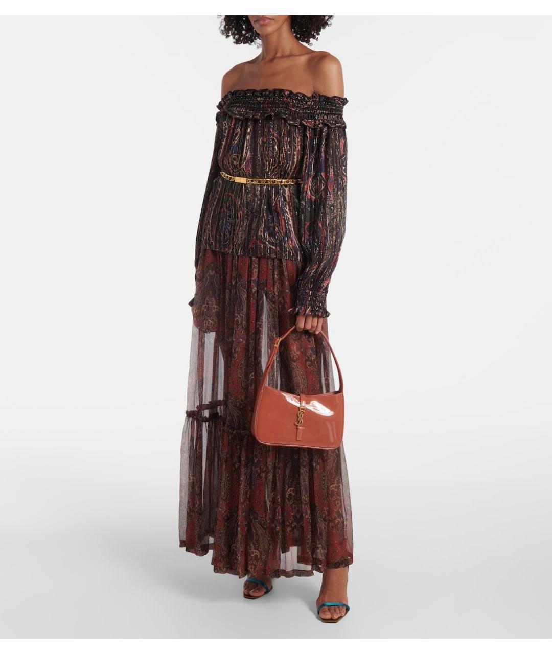 SAINT LAURENT Коралловая сумка с короткими ручками из лакированной кожи, фото 8