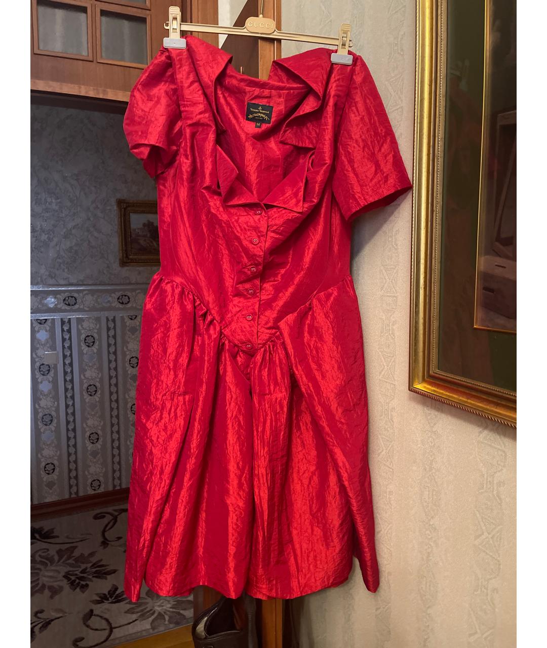VIVIENNE WESTWOOD Красное полиэстеровое вечернее платье, фото 5
