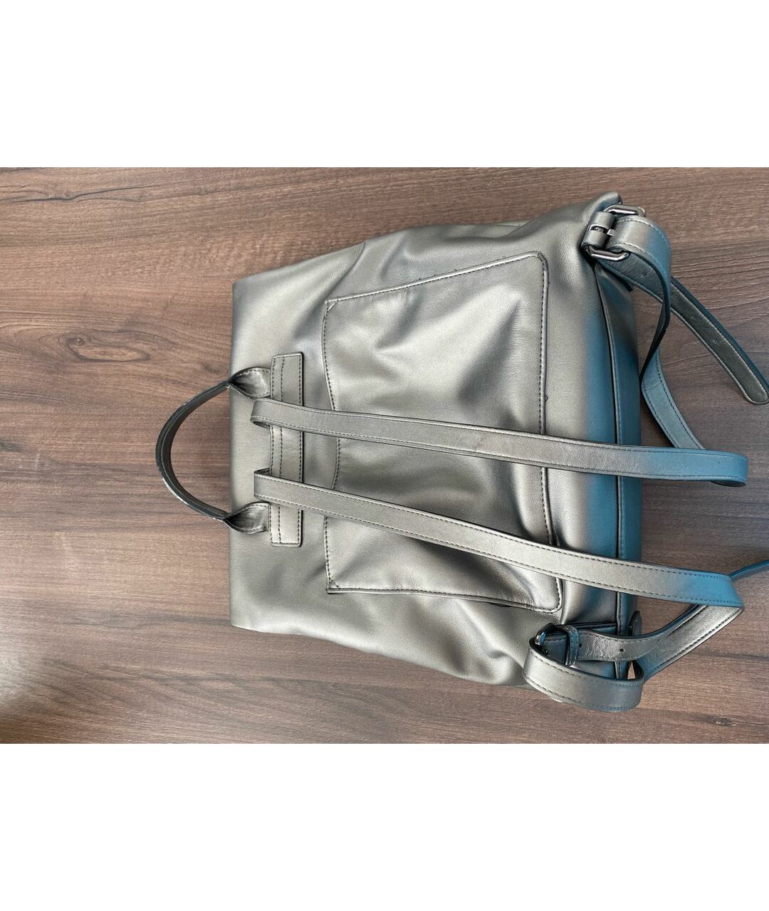 DKNY Серебрянный рюкзак из искусственной кожи, фото 3