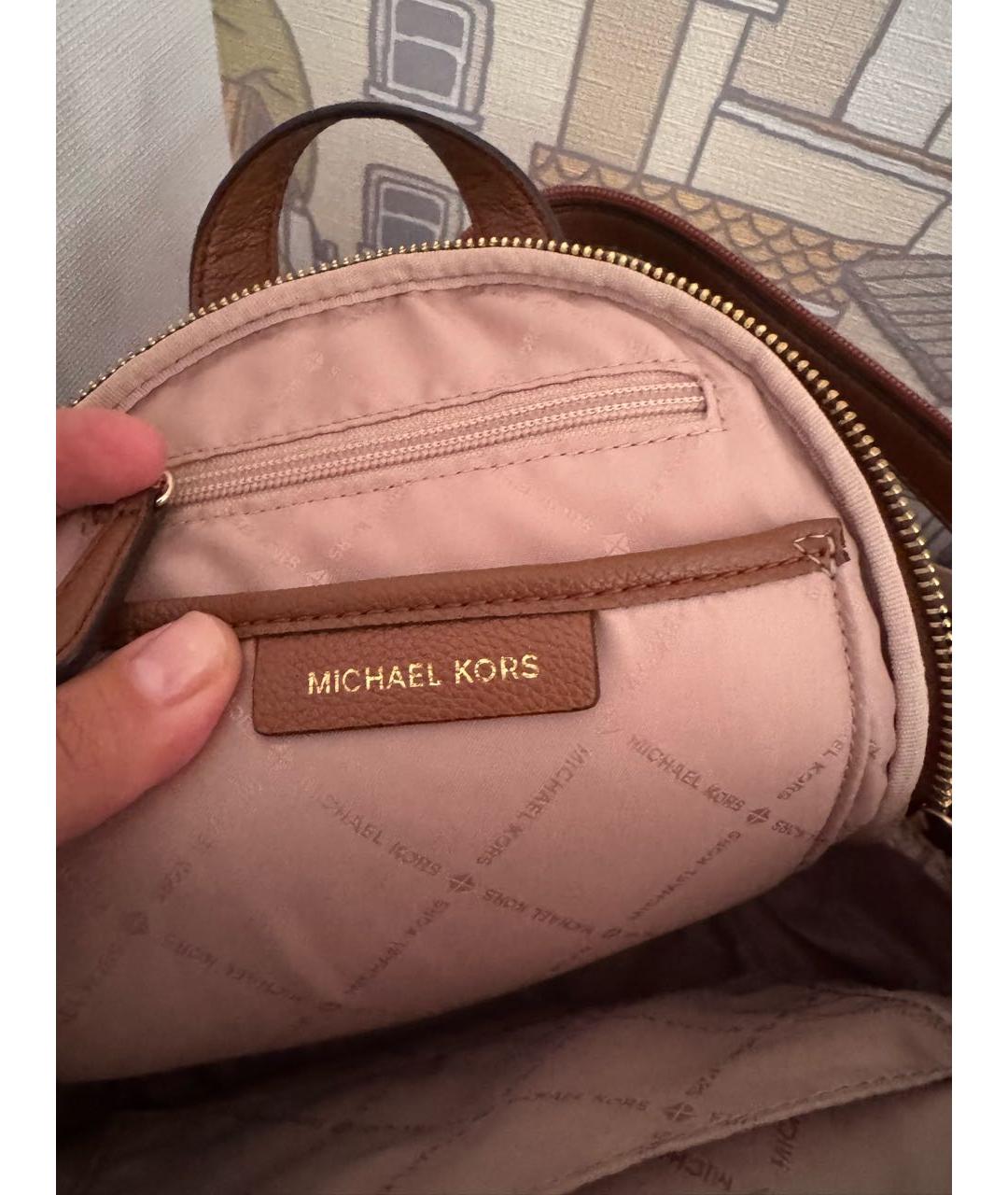 MICHAEL KORS Коричневый кожаный рюкзак, фото 5