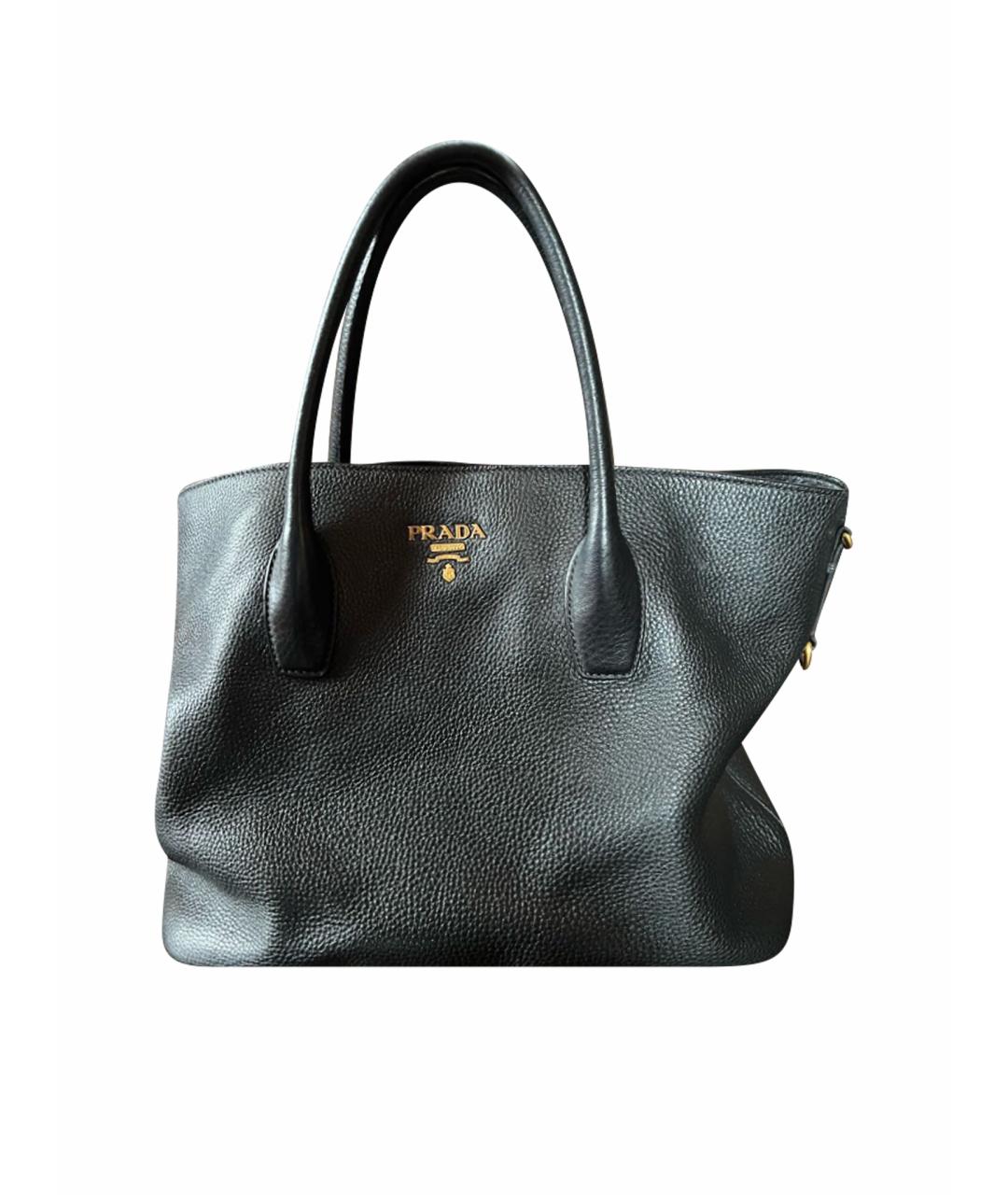 PRADA Черная кожаная сумка тоут, фото 1