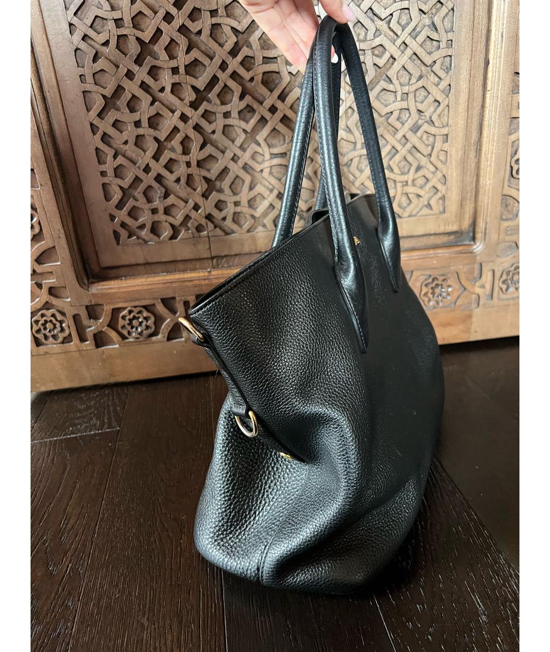 PRADA Черная кожаная сумка тоут, фото 2