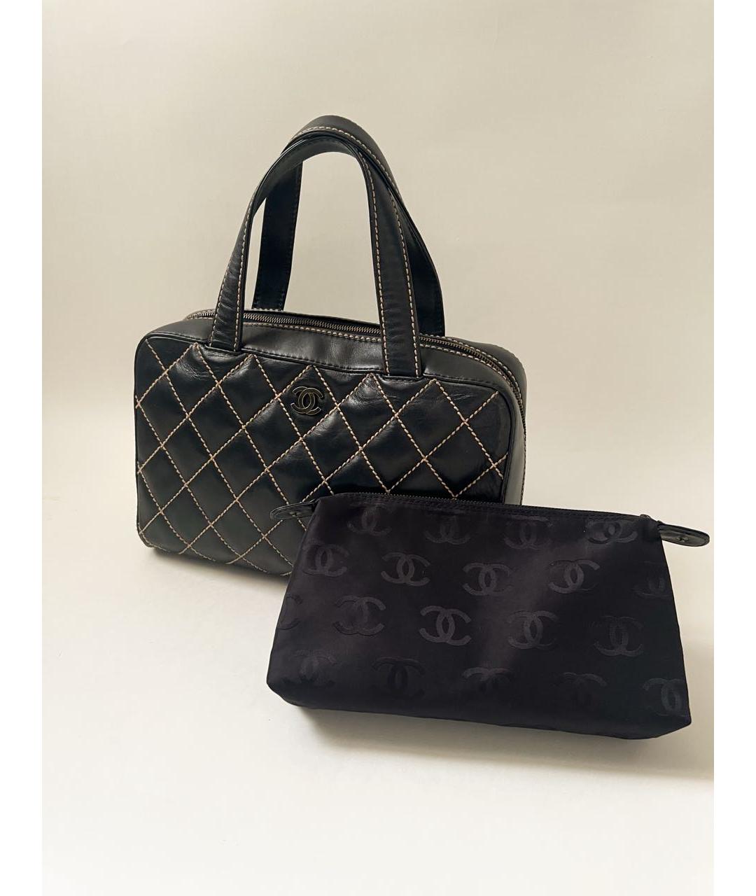 CHANEL Черная кожаная сумка с короткими ручками, фото 8