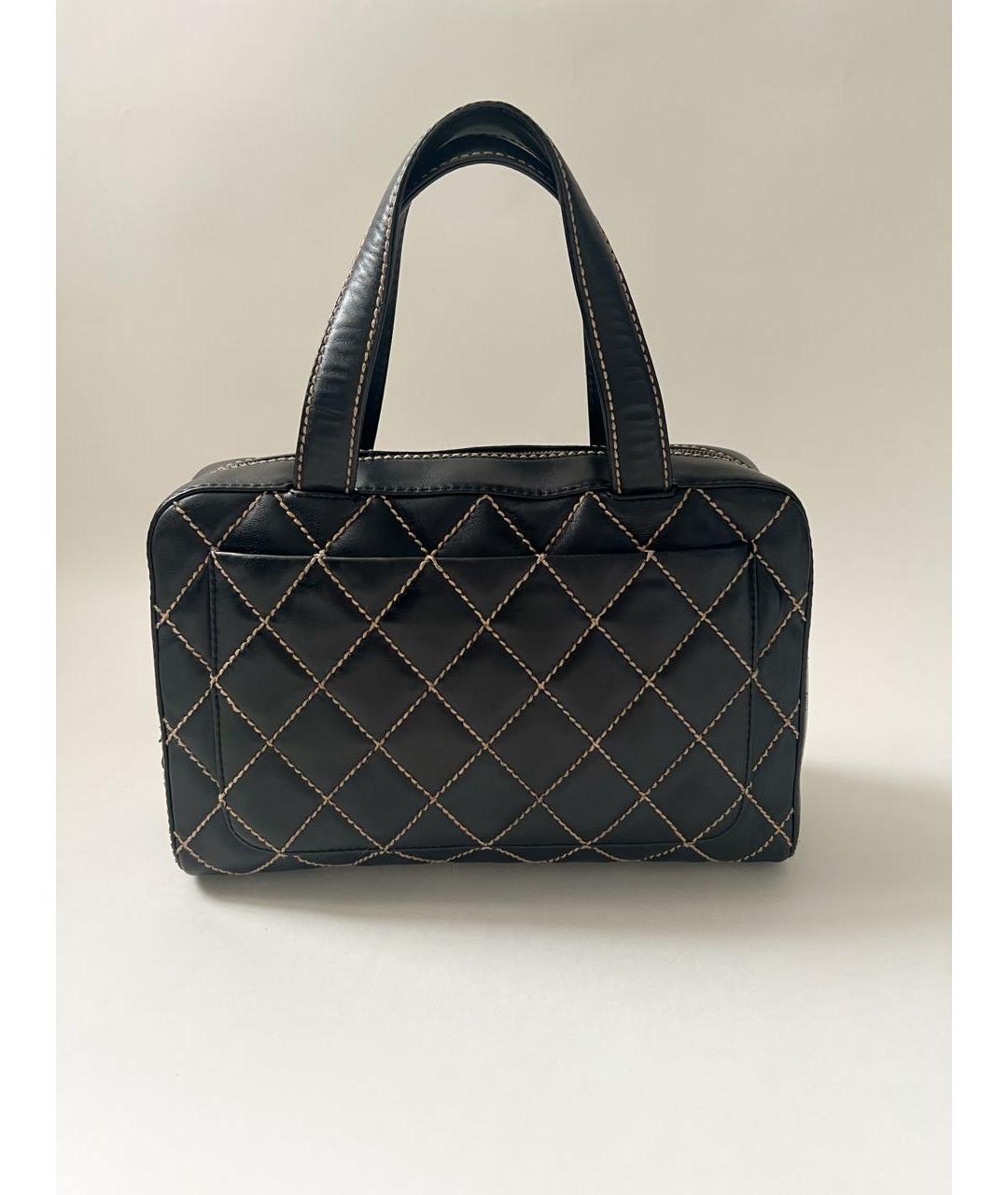 CHANEL Черная кожаная сумка с короткими ручками, фото 4