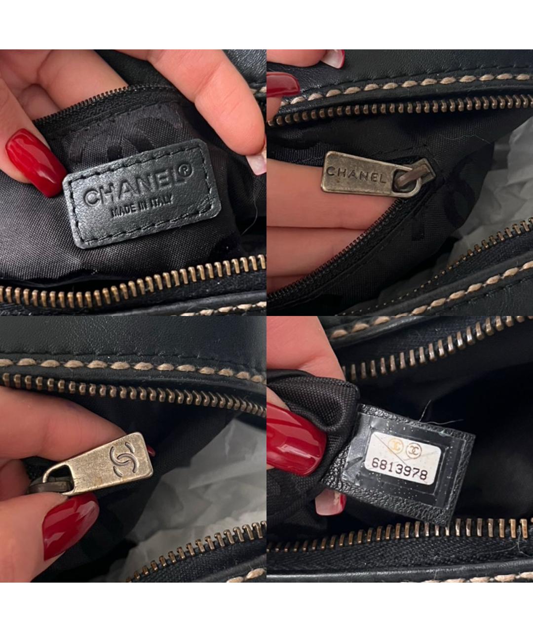 CHANEL Черная кожаная сумка с короткими ручками, фото 7