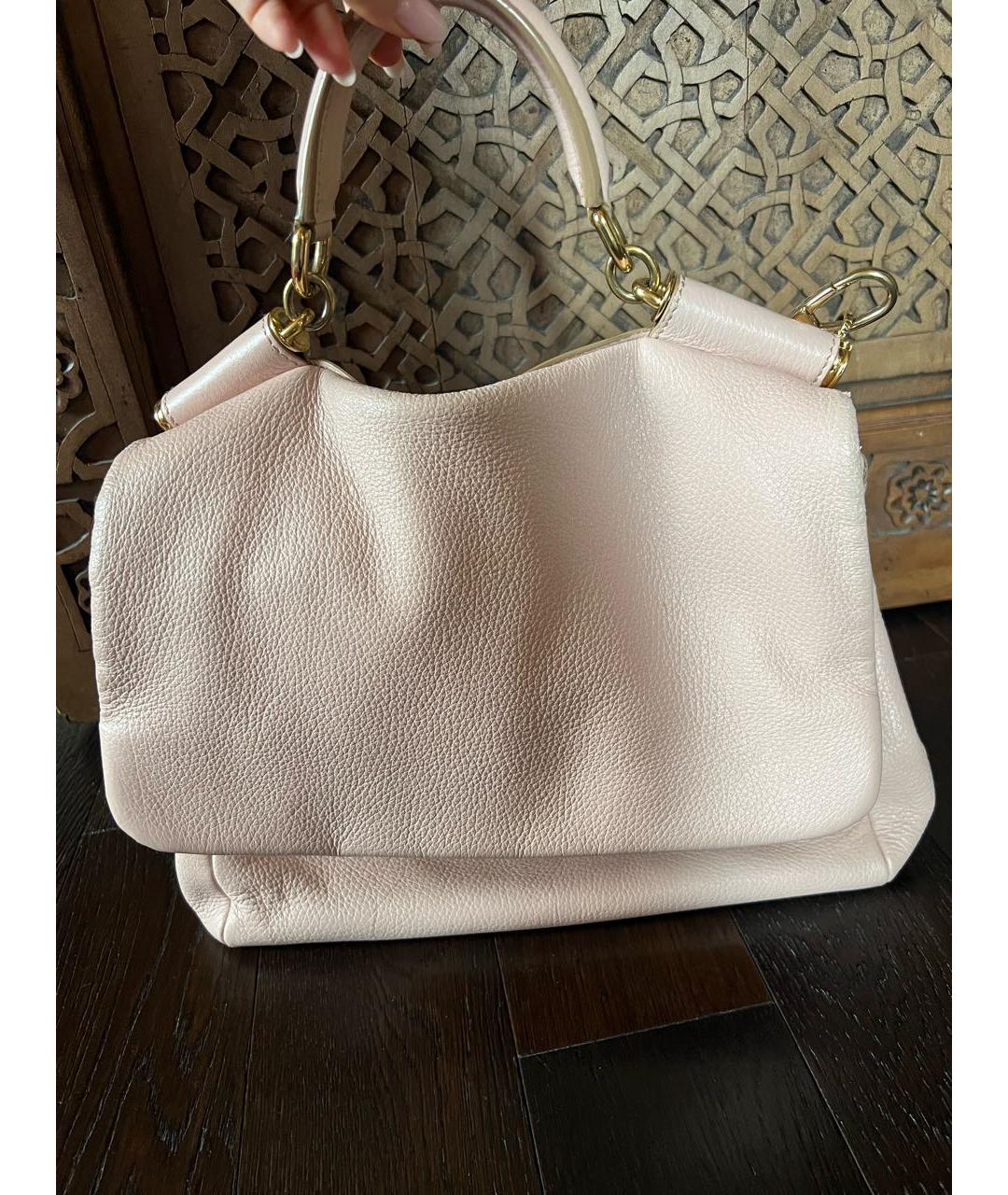 DOLCE&GABBANA Розовая кожаная сумка с короткими ручками, фото 5