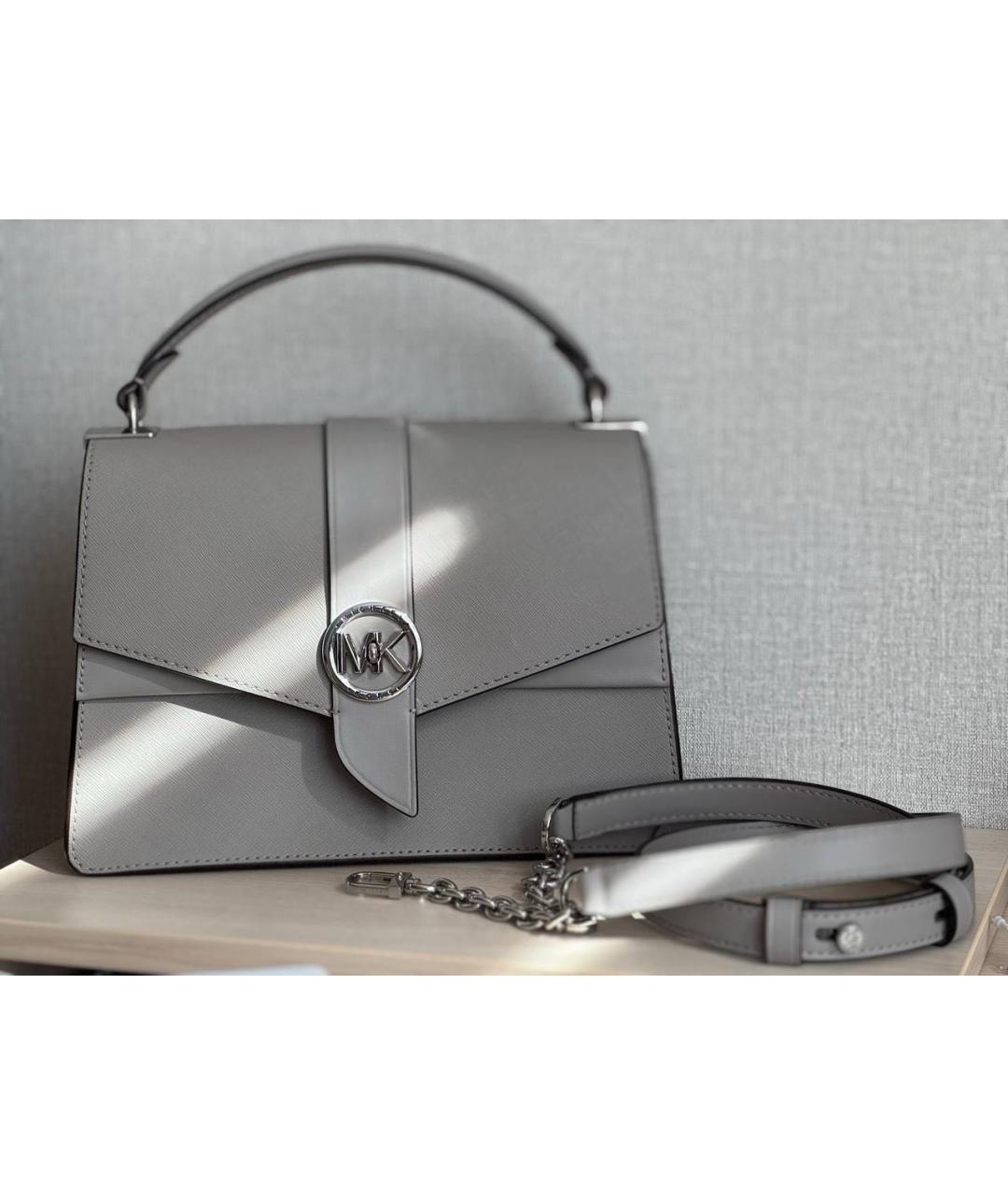 MICHAEL KORS Серая кожаная сумка через плечо, фото 9