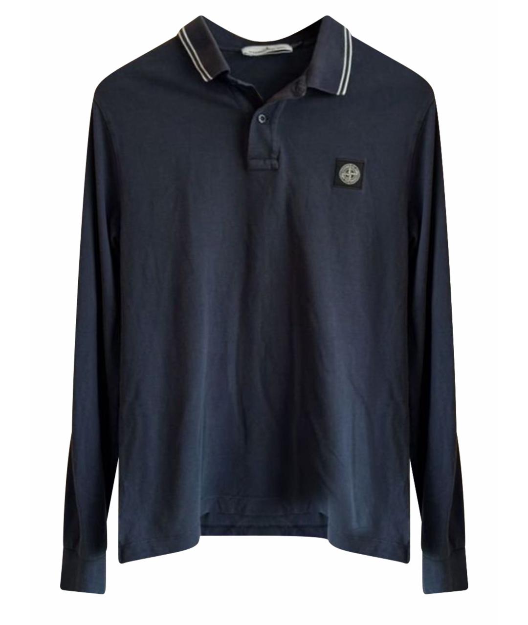 STONE ISLAND Темно-синее хлопковое поло с длинным рукавом, фото 1