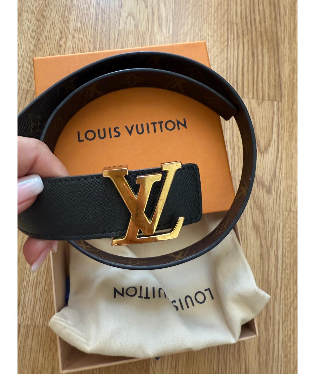 LOUIS VUITTON Черный кожаный ремень, фото 3