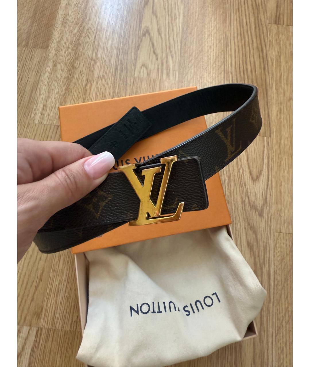 LOUIS VUITTON Черный кожаный ремень, фото 2