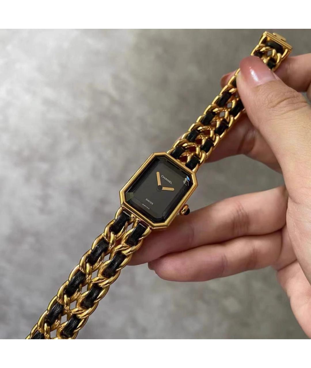 CHANEL Черные кожаные часы, фото 5