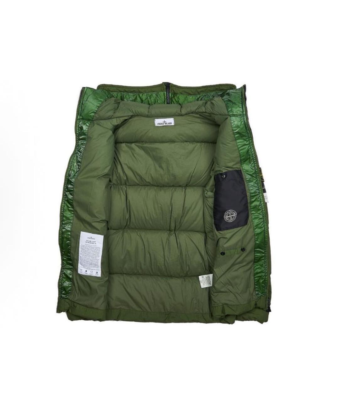 STONE ISLAND Зеленый пуховик, фото 3