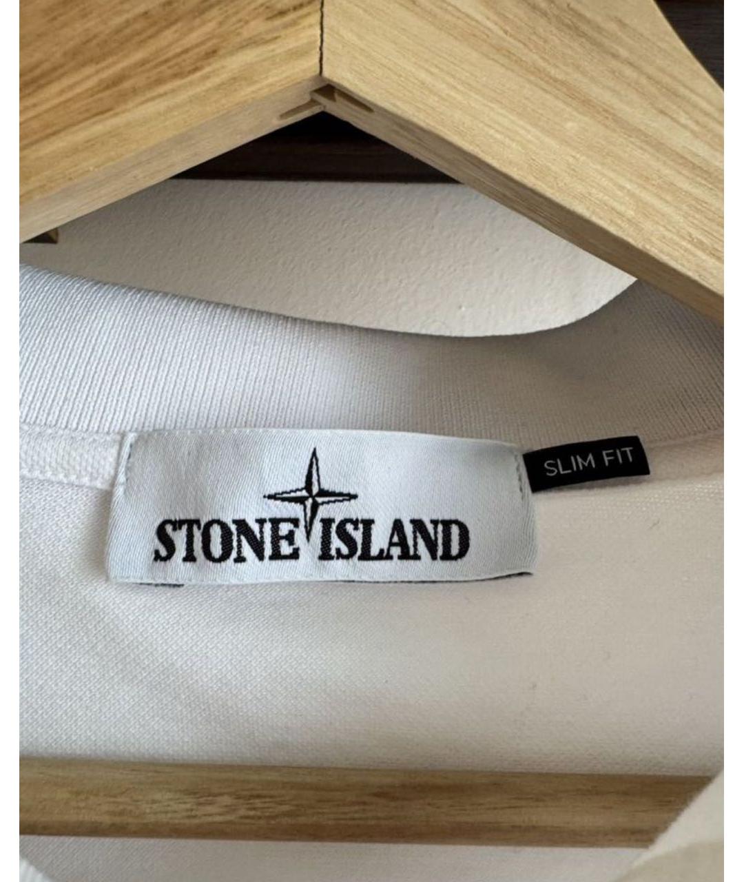 STONE ISLAND Белое хлопковое поло с коротким рукавом, фото 4