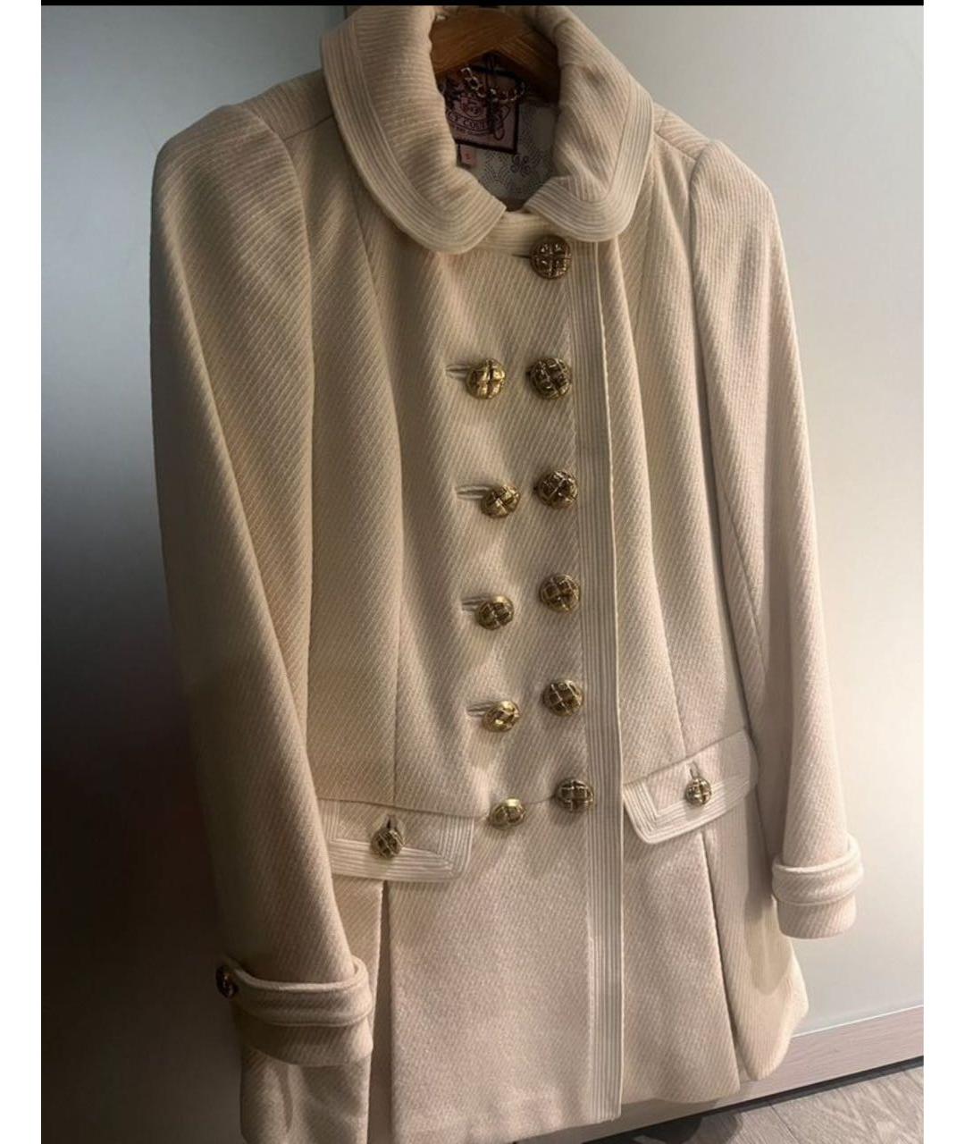 JUICY COUTURE Белое шерстяное пальто, фото 5
