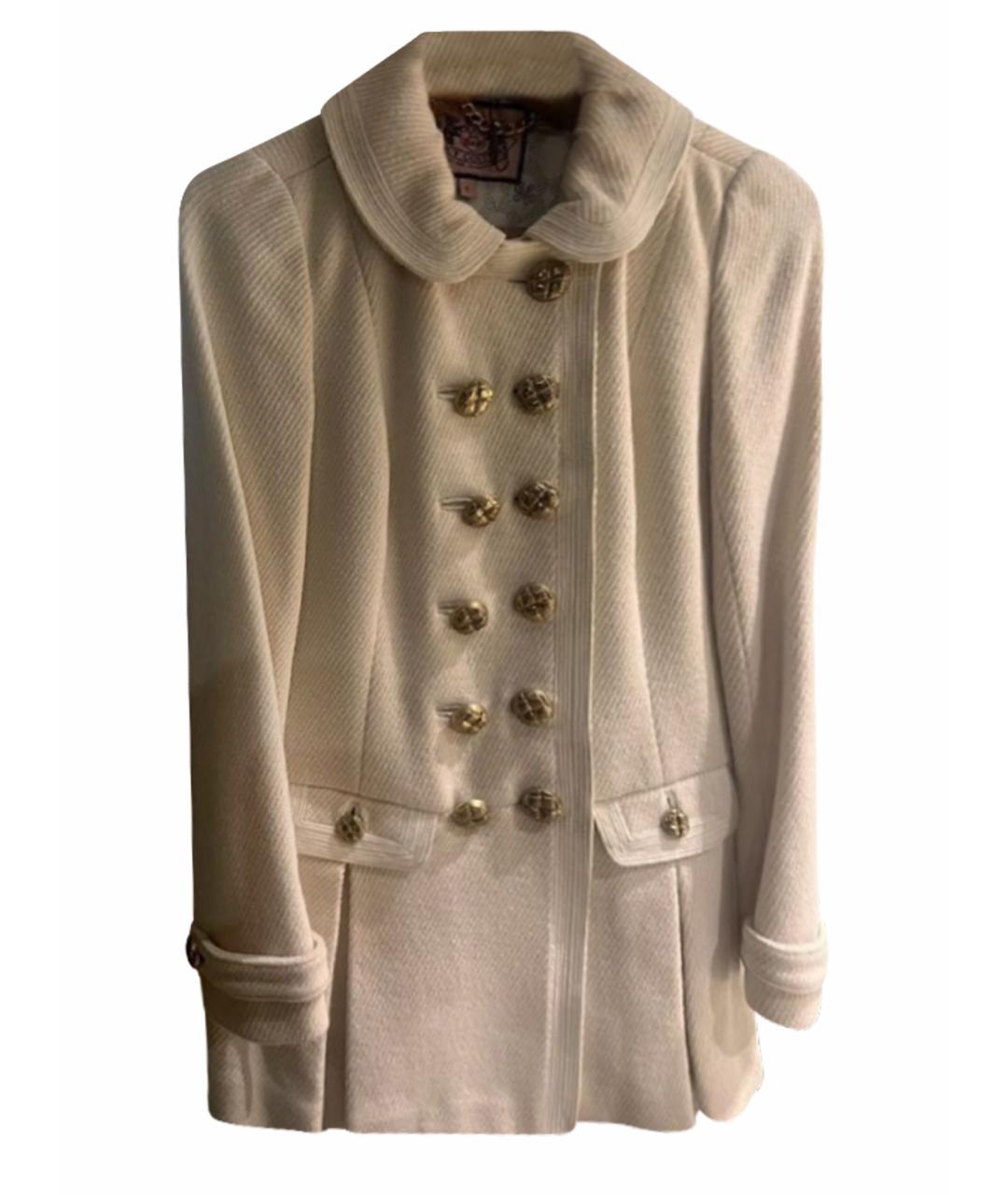 JUICY COUTURE Белое шерстяное пальто, фото 1