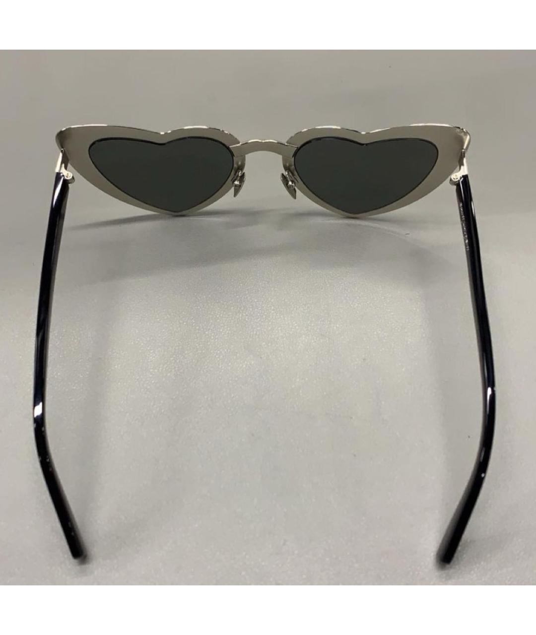 SAINT LAURENT Серые металлические солнцезащитные очки, фото 3
