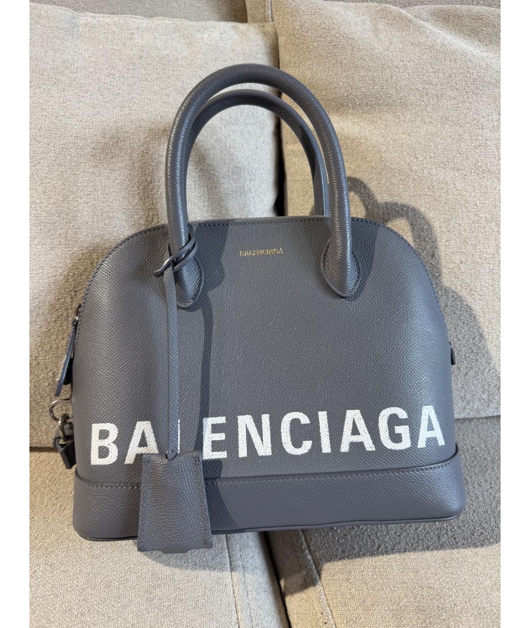 BALENCIAGA Серая кожаная сумка с короткими ручками, фото 6