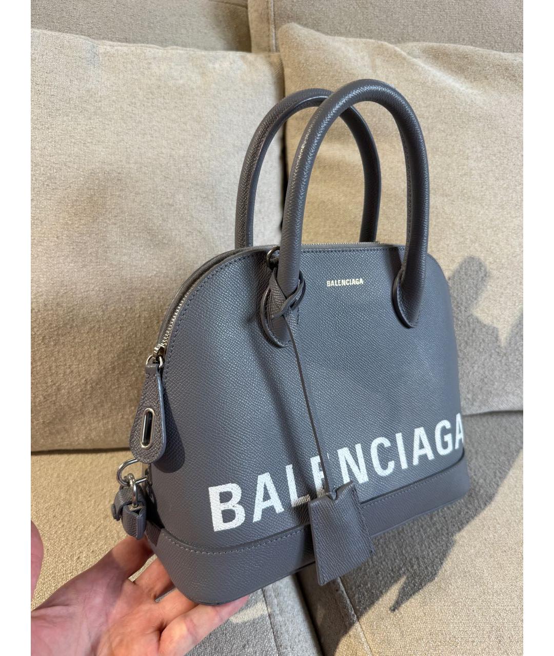 BALENCIAGA Серая кожаная сумка с короткими ручками, фото 2