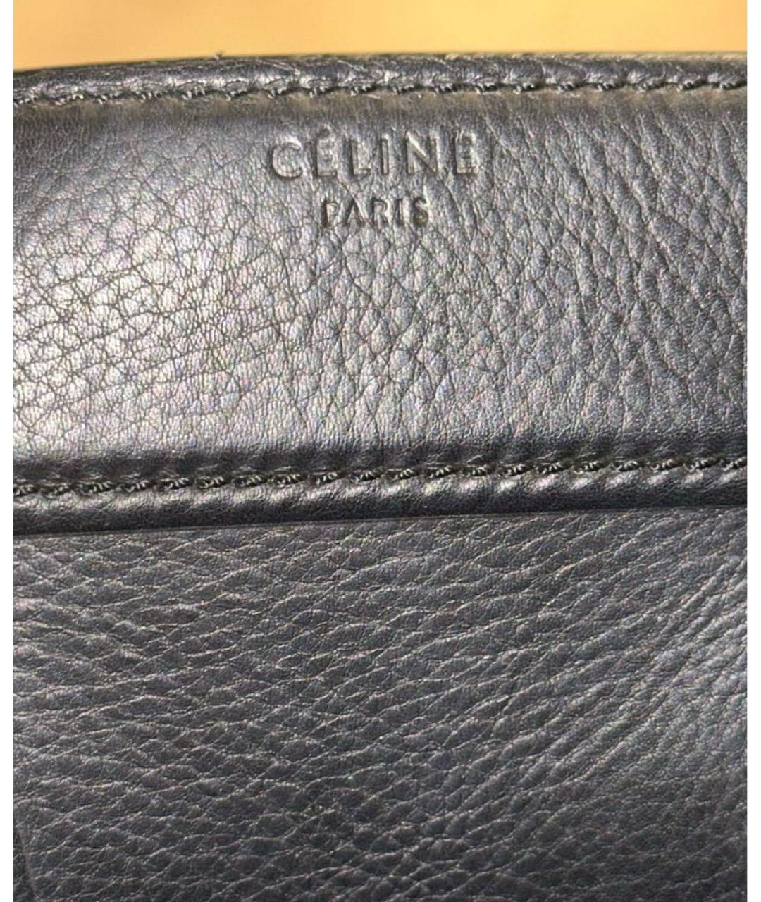 CELINE Черная кожаная сумка с короткими ручками, фото 4