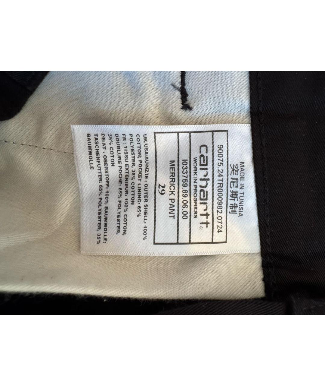 CARHARTT WIP Черные хлопковые повседневные брюки, фото 4