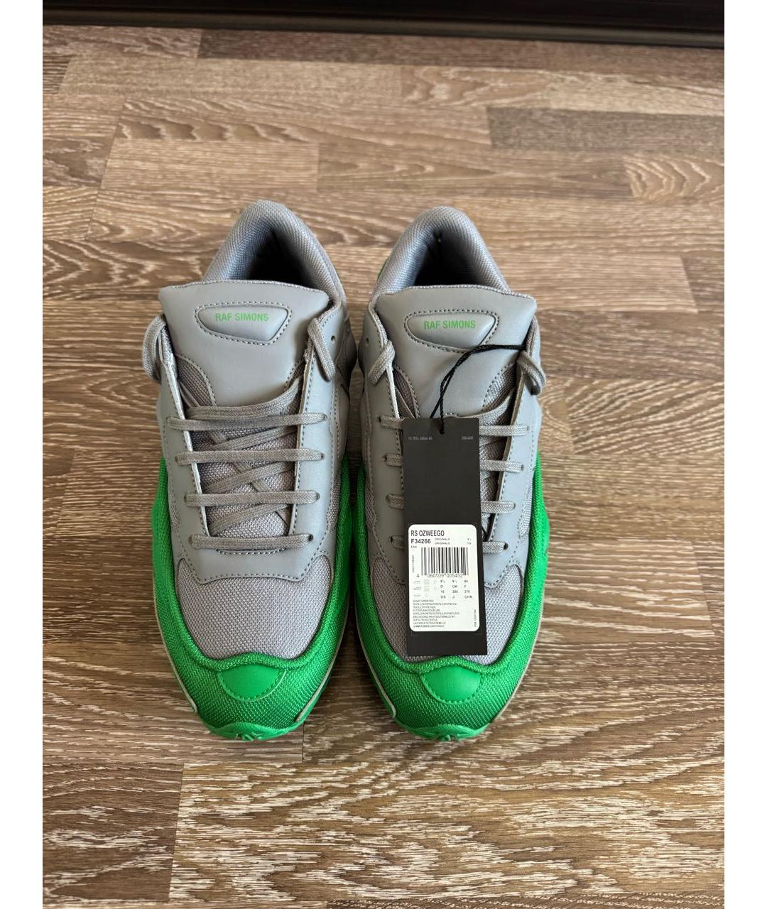 ADIDAS X RAF SIMONS Зеленые кожаные низкие кроссовки / кеды, фото 2