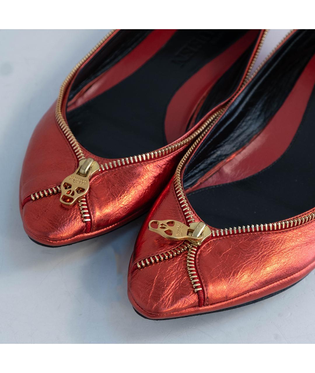 ALEXANDER MCQUEEN Красные кожаные балетки, фото 3