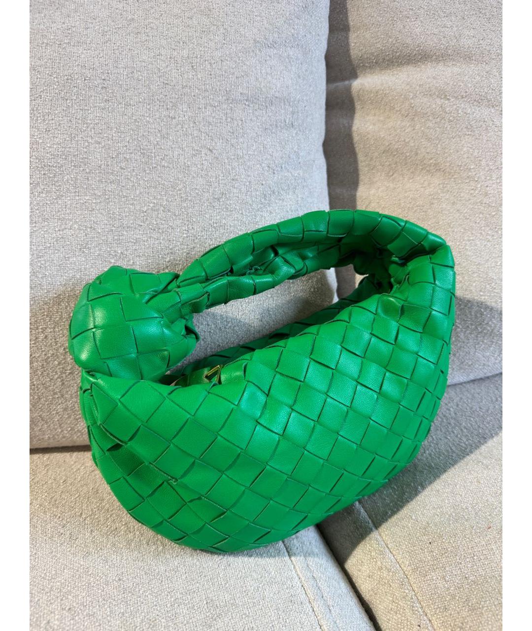 BOTTEGA VENETA Зеленая кожаная сумка с короткими ручками, фото 3