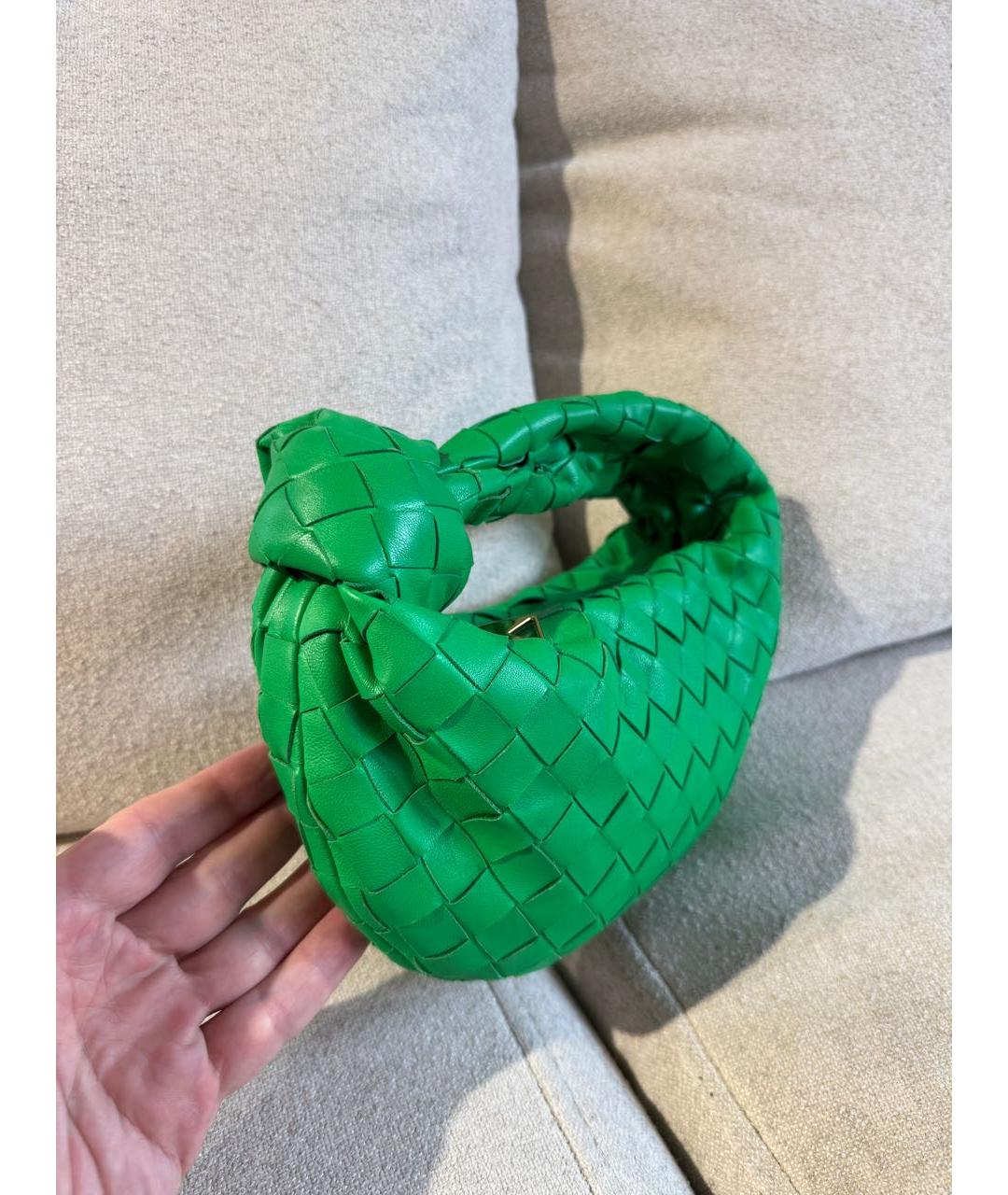 BOTTEGA VENETA Зеленая кожаная сумка с короткими ручками, фото 2