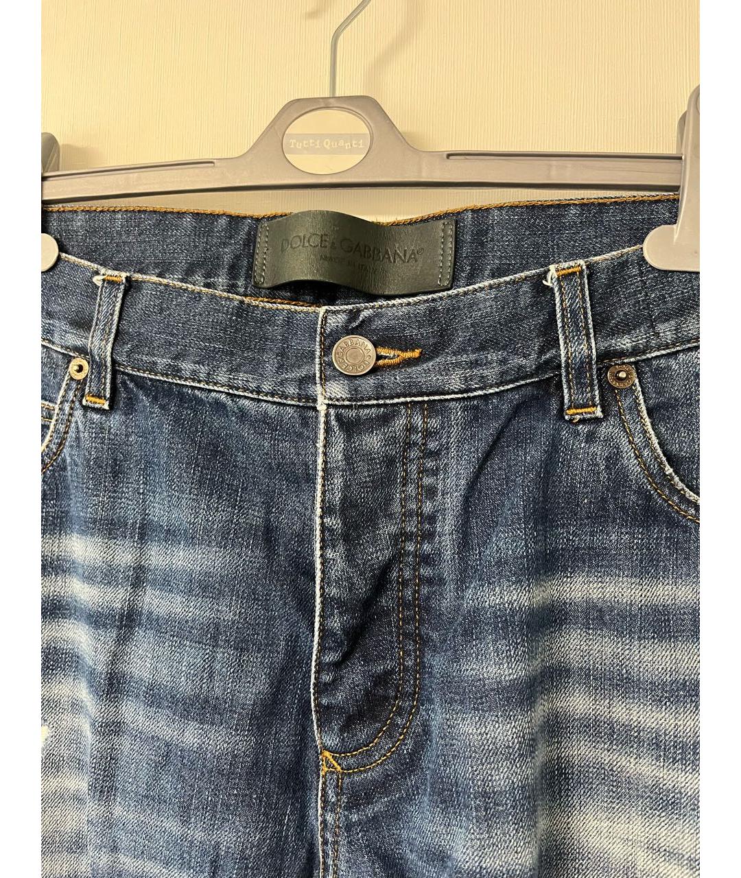 DOLCE&GABBANA Синие хлопковые прямые джинсы, фото 7