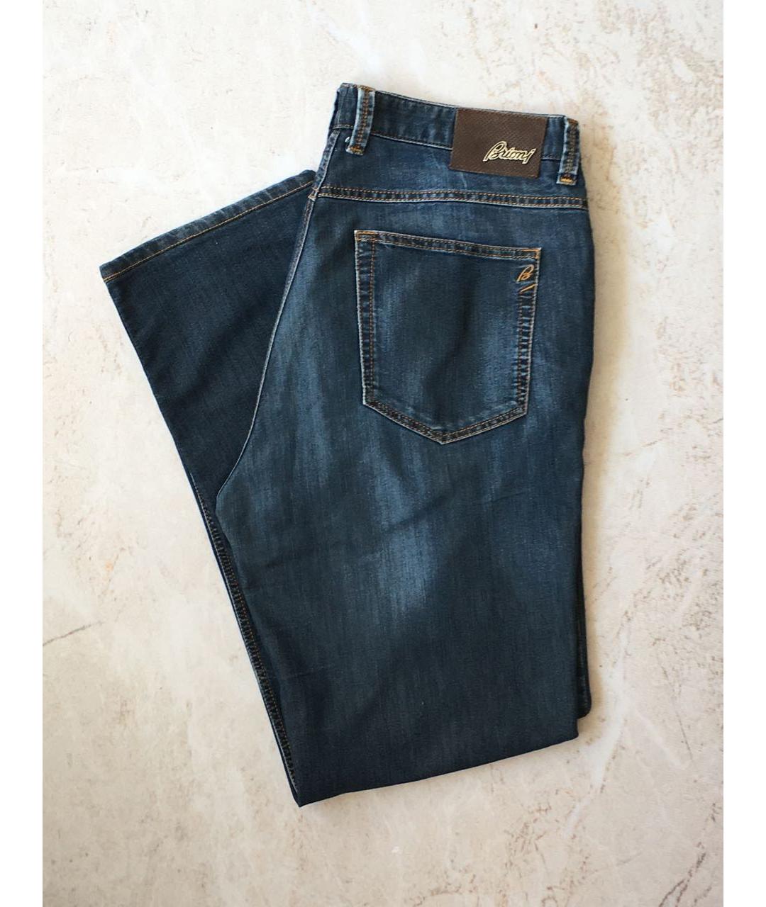 BRIONI Синие хлопковые прямые джинсы, фото 6