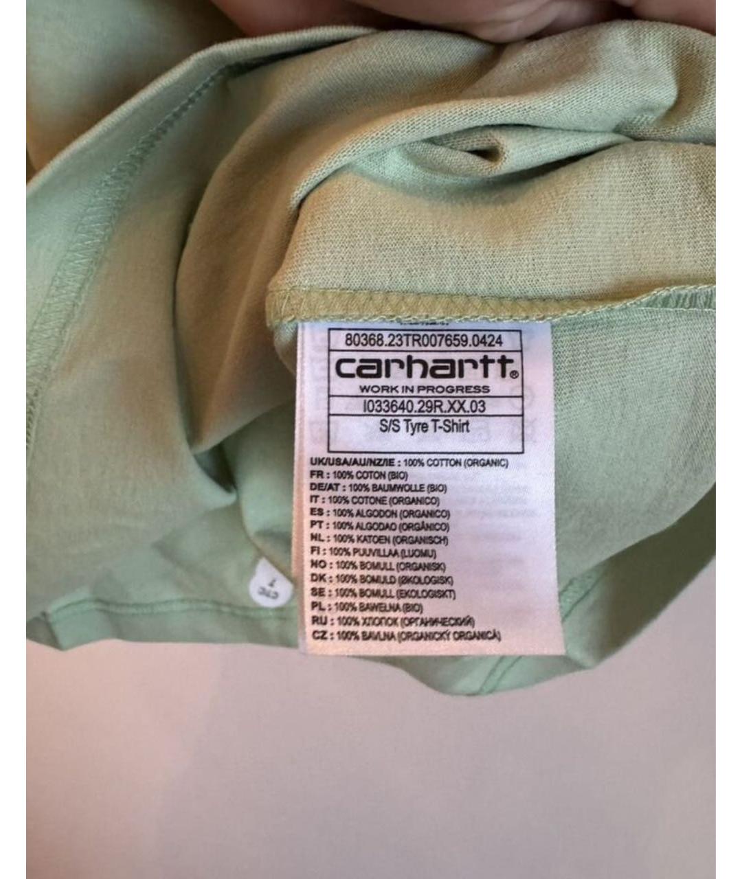 CARHARTT WIP Зеленая хлопковая футболка, фото 4