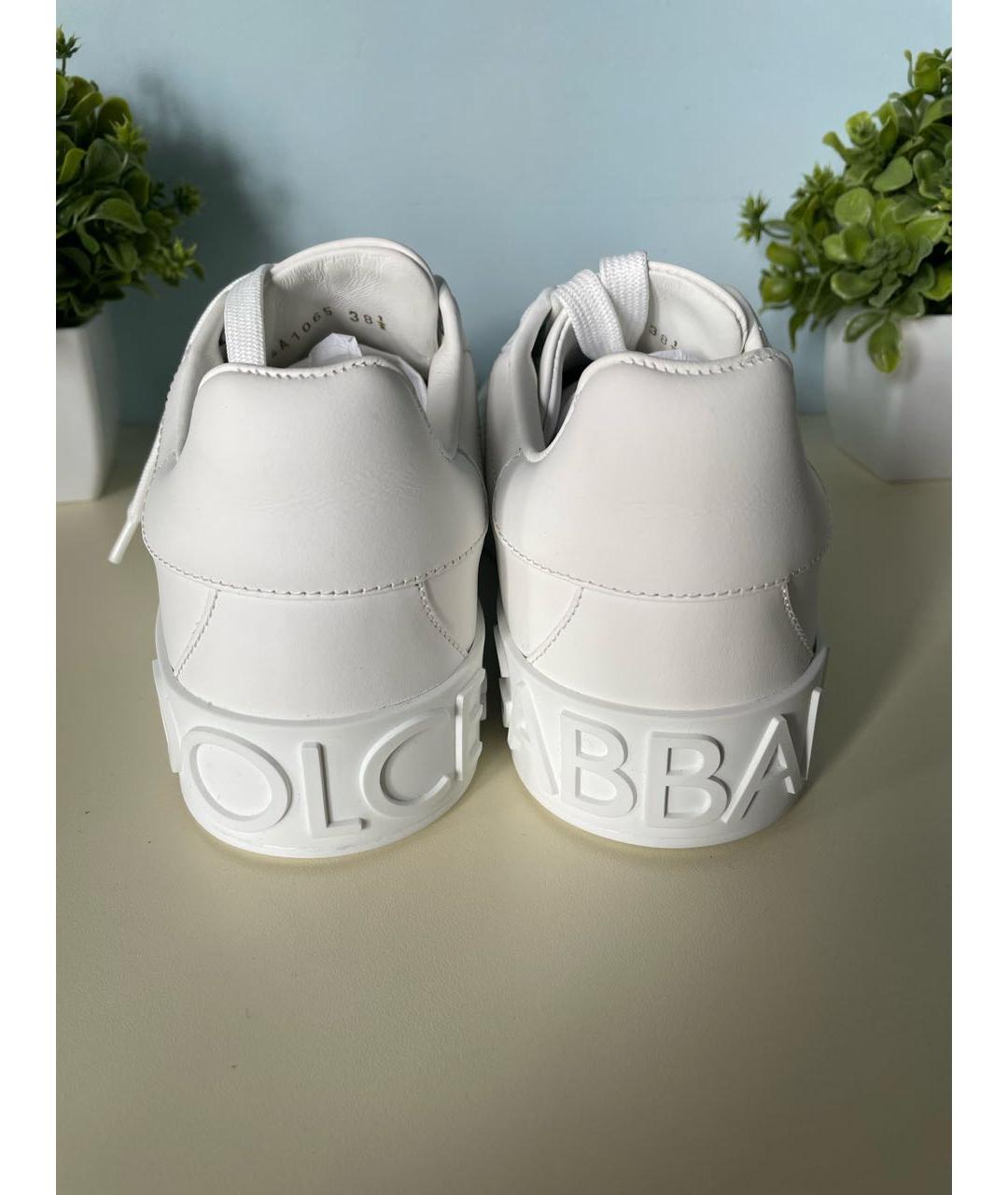 DOLCE&GABBANA Белые кожаные кеды, фото 3