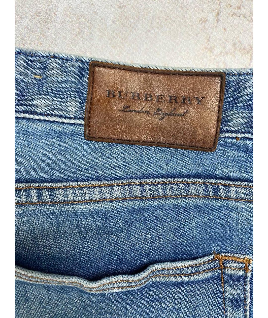 BURBERRY Синие хлопко-эластановые прямые джинсы, фото 6