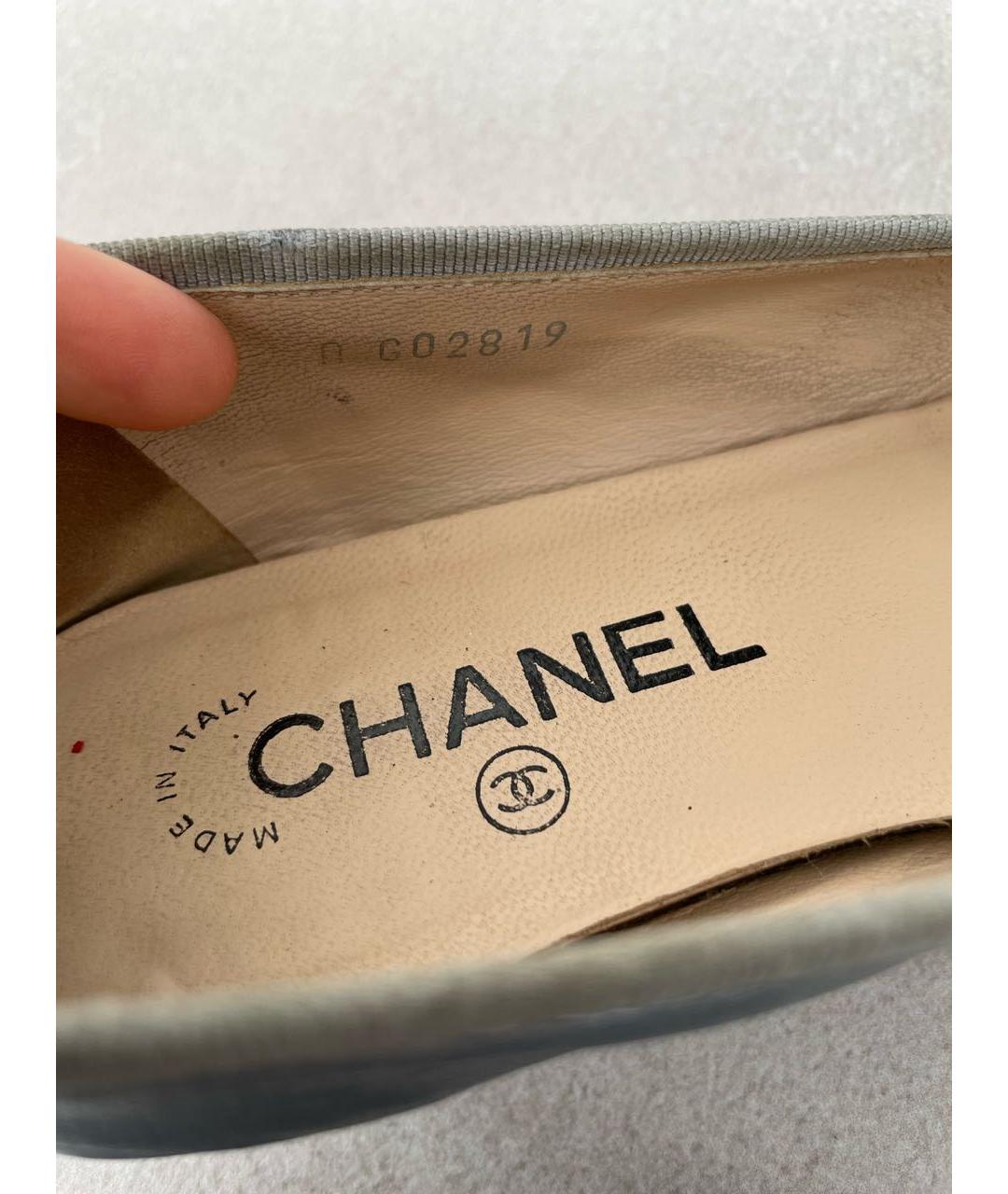 CHANEL Серебряные кожаные балетки, фото 6