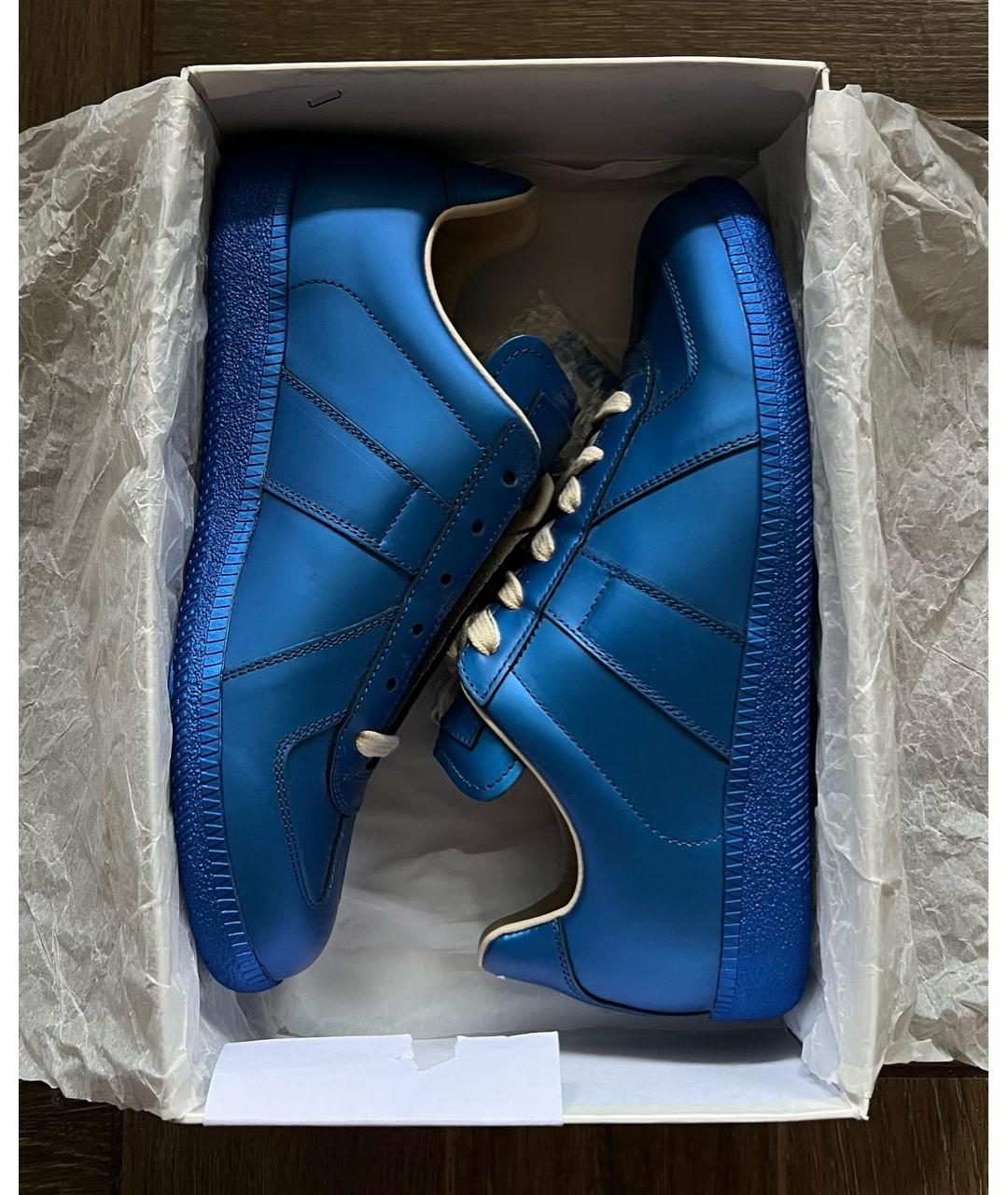 MAISON MARGIELA Синие кожаные кеды, фото 5
