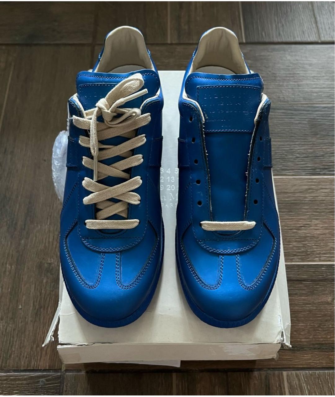 MAISON MARGIELA Синие кожаные кеды, фото 2