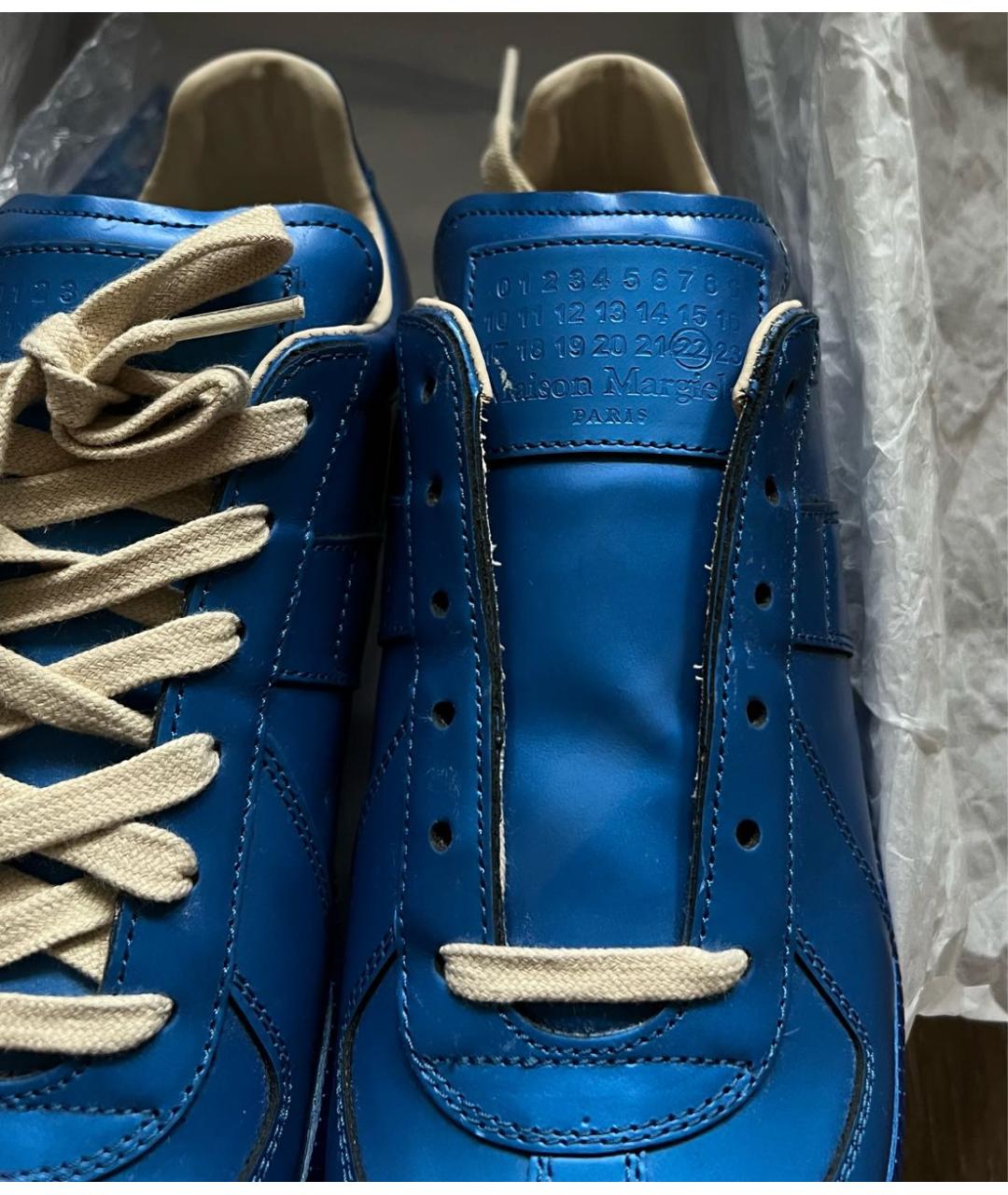 MAISON MARGIELA Синие кожаные кеды, фото 7