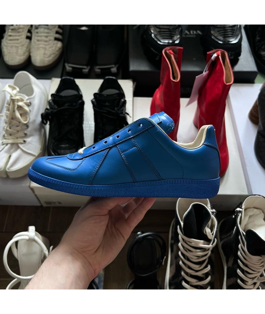 MAISON MARGIELA Синие кожаные кеды, фото 9