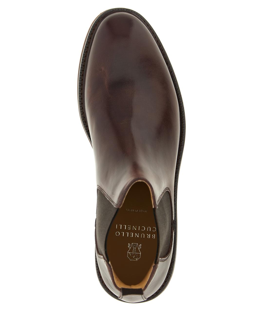 BRUNELLO CUCINELLI Коричневые кожаные высокие ботинки, фото 4